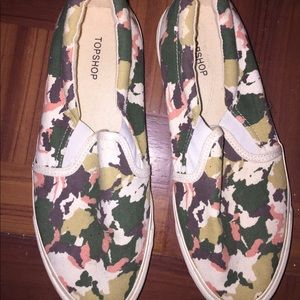 Top Shop Camouflage Slip Ons Skate Shoes